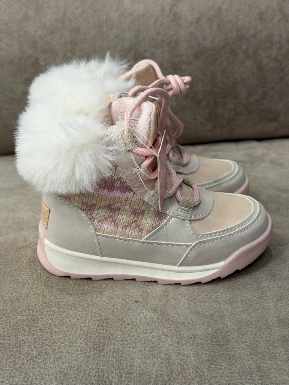 London Fog Talia R Girls Pink Faux Fur Winter Boots Toddler 8M New
